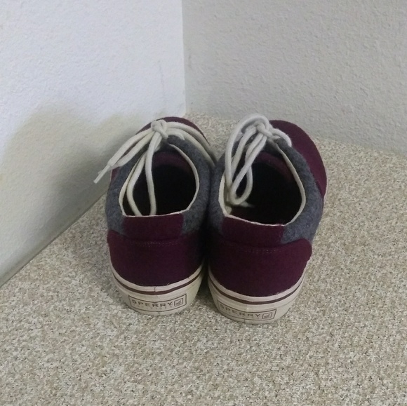 Sperry Top-Sider Burgundy Gray Casual Sneakers. - Picture 5 of 5